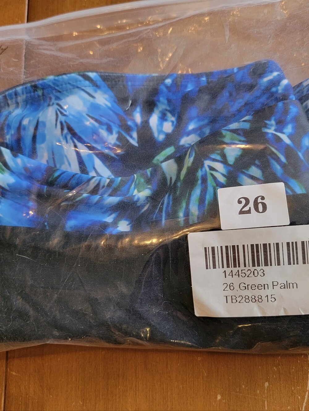 Women's Black Long Bike Swim Shorts with Blue Patterned Trim Plus Size 26 - Picture 5 of 5